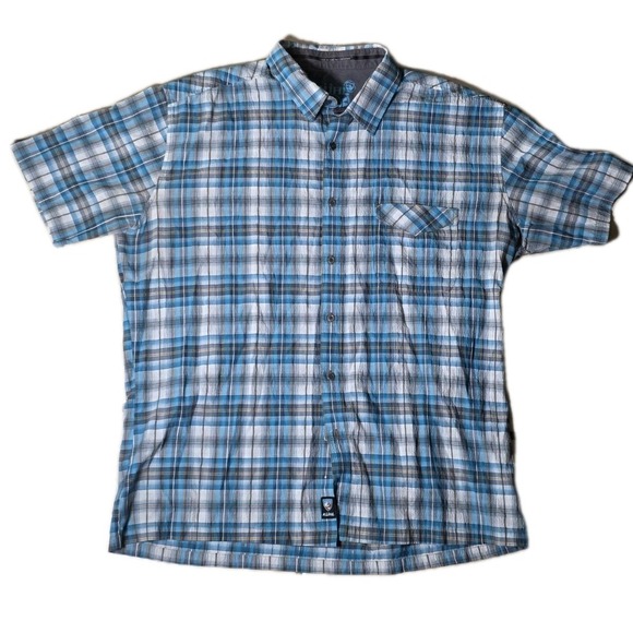 Kühl Other - KUHL Men's Size 2XL Blue Plaid Polyester Button Up Short Sleeve Shirt